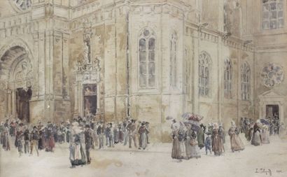 null L. TALAGRAND ?

La sortie de la cathédrale en Bretagne , 1896

Aquarelle signée...