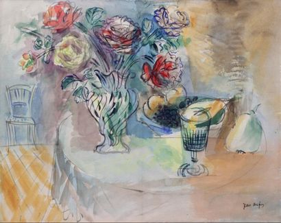 null Jean DUFY (1888-1964)

Vase de fleurs et fruits

Aquarelle sur papier signée...