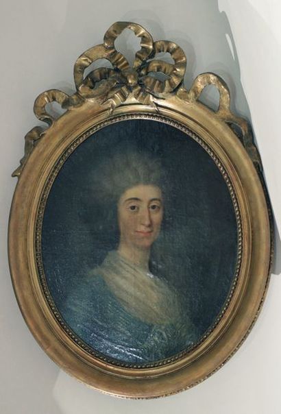 null ECOLE FRANCAISE FIN DU XVIIIeme siècle 
Portrait d'une dame en buste
Huile sur...
