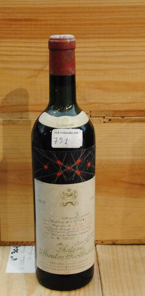 null 1 bout CHT MOUTON ROTHSCHILD 1959 (ETIQ SALE, CAPSULE ABIMEE, BAS EP)