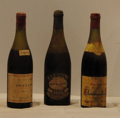 null 3 bout 1 CDP 1959 basse , 1 MOULIN A VENT 1929 basse, 1 POMMARD CLOS DES EPENOTS...
