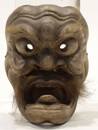 null Masque du théâtre No en bois laqué représentant une tête de démon
Japon, Meiji ...