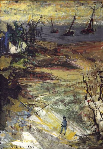 null Jean COMMERE (1920-1986)
Promeneurs auprès de la rive
Huile sur toile signée...