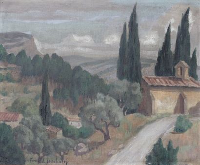 null Jean FERNAND-TROCHAIN (1879-1969)
Chapelle dans un paysage du Midi
Huile sur...
