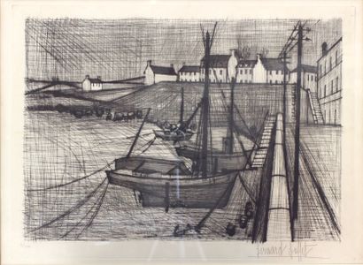 null Bernard BUFFET (1928 - 1999)
Le petit port breton
Gravure signée par l'artiste...