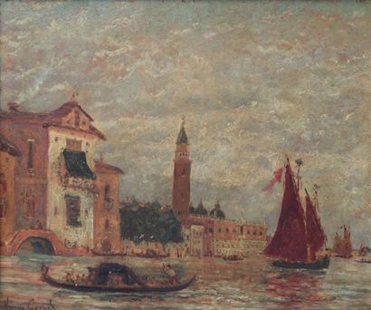 null Henry GERARD  (1860-1925)
Venise vue de la lagune
Huile sur panneau d'isorel...