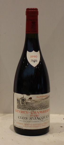 null 1 bout GEVREY CHAMBERTIN CLOS ST JACQUES ARMAND ROUSSEAU 1990 (étiq très lég...