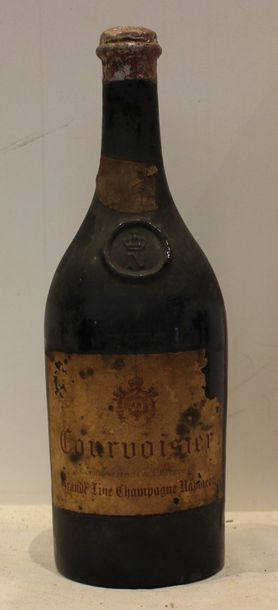 null GRANDE FINE CHAMPAGNE COURVOISIER NAPOLEON 19EME (8 cm étiq lég déchirée, lég...