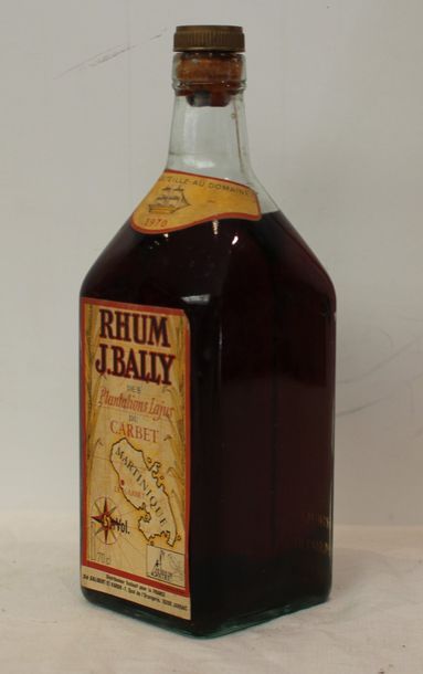 null 1 bout RHUM BALLY 1970 TB (REBOUCHEE AU DOMAINE AVEC BOUCHON, SANS CAPSULE)