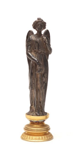 null Cachet en bronze représentant un ange tenant un épée. Haut.: 11 cm
