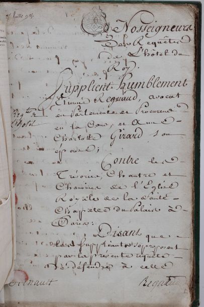 null Ensemble de papier anciens du XVIIIe siècle dans une reliure, petit in folio,...