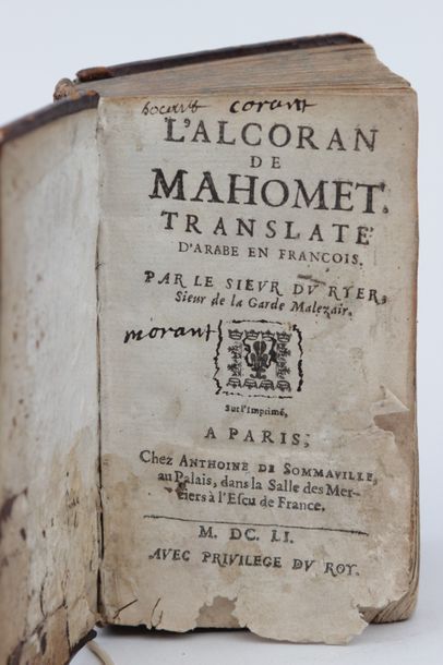 null L'Alcoran de Mahomet, Translate d'arabe en françois par le Sieur du RieR à Paris...