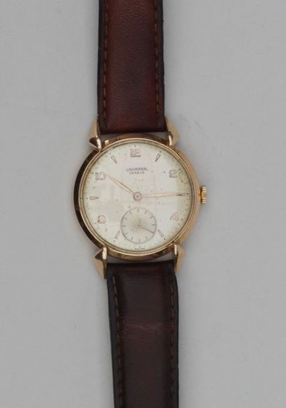 null UNIVERSAL
Montre-bracelet d' homme vers 1950, boitier rond en or jaune , mouvement...