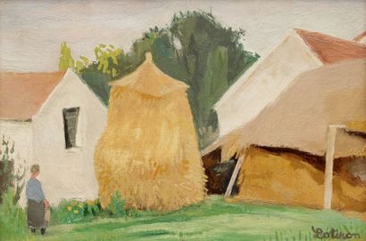 null Robert LOTIRON ( 1886-1966)

Fermière près de la ferme

Huile sur toile signée...