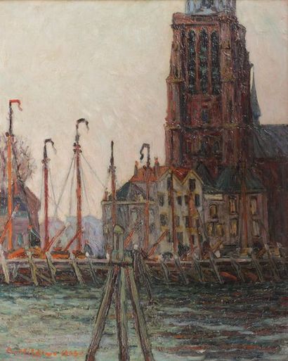 null André WILDER (1871-1965)

Port et cathédrale en Hollande

Huile sur toile signée...