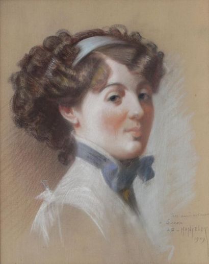 null Albert MANTELET (1858-)
Portrait de jeune femme
Pastel sur papier fort signé...