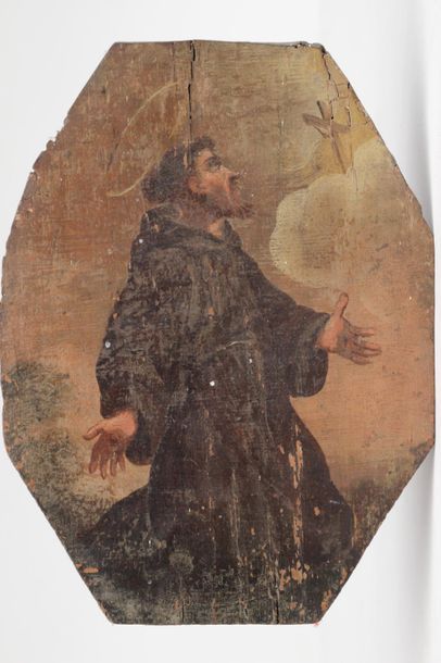 null 
ECOLE ITALIENNE du XVIIe siècle
Saint – François d’Assise recevant les stigmates
Huile...