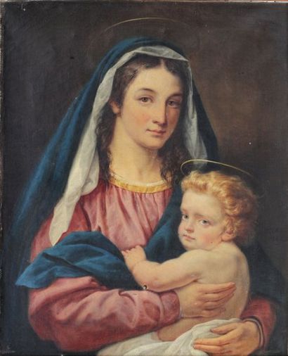 null ECOLE FRANCAISE XIXeme SIECLE 

Vierge à l'enfant Jésus

Huile sur toile 73...