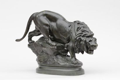 Prosper LECOURTIER Prosper LECOURTIER (1851-1924)
Lion rugissant sur un rocher
Epreuve...