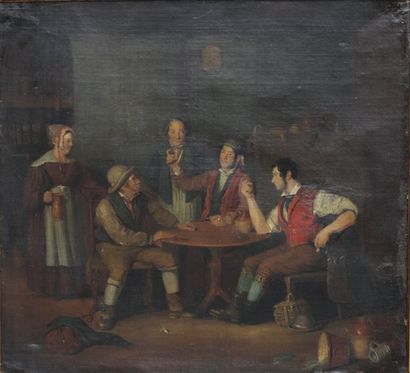 null ECOLE BELGE OU HOLLANDAISE XIXe siècle

Scène de taverne

Huile sur toile. 59...