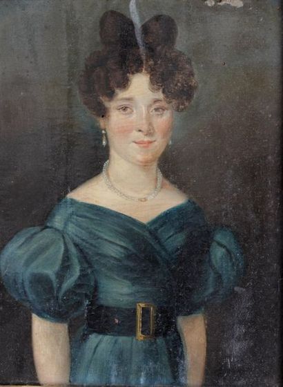 null ECOLE FRANCAISE début XIXe siècle
Portrait de jeune femme
Huile sur toile fixée...