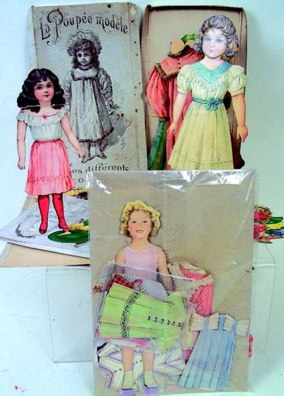 null "Poupée Modèle" et autres, toutes poupées en carton découpé avec nombreux habits...