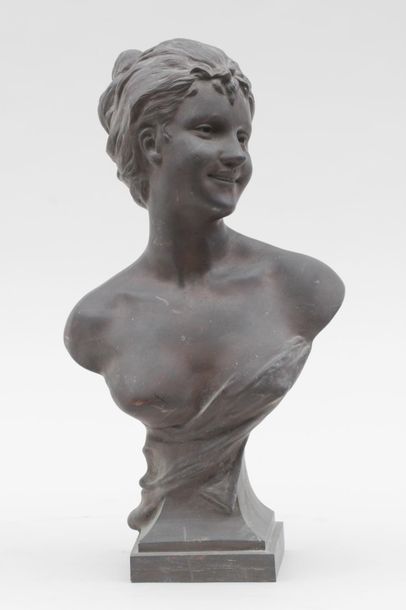 null ALEXANDRE CHARPENTIER (1856-1909)
Buste de femme
Epreuve en bronze, fonte d'édition...