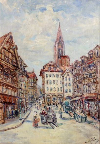 null Gustave MADELAIN (1867-1944)

Place du Marché à Strasbourg

Huile sur toile...