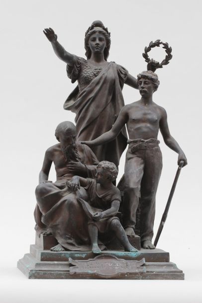 null Jean BULIO (1827-1911)
La Mutualité couronnant la solidarité
Epreuve en bronze,...