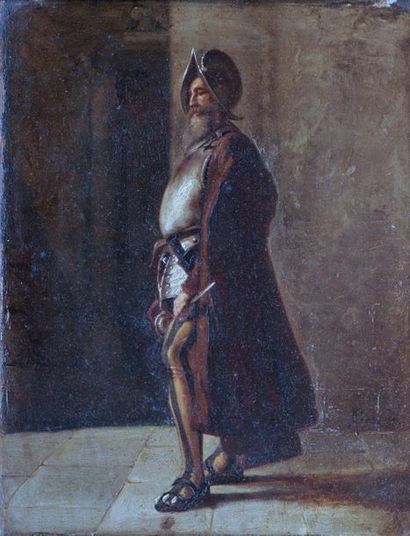 null Ferdinand BASSOT (1843-1900)
Homme en armure en habits Renaissance
Huile sur...