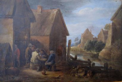 null Thomas Van APSHOVEN (Anvers 1622-1664), attribué à 

Villageois conversant et...