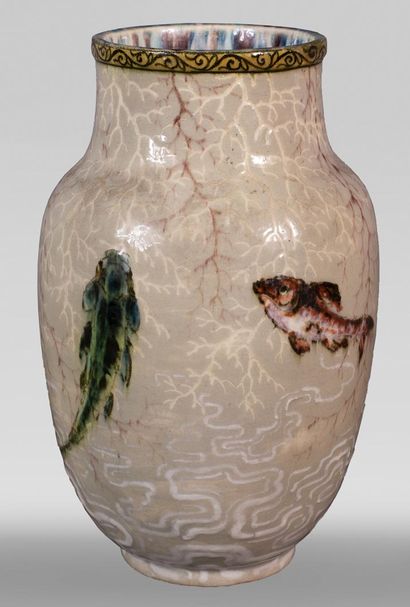 Edmond LACHENAL Edmond LACHENAL (1855-1930) - Vase ovoïde en céramique vernissée... Gazette Drouot