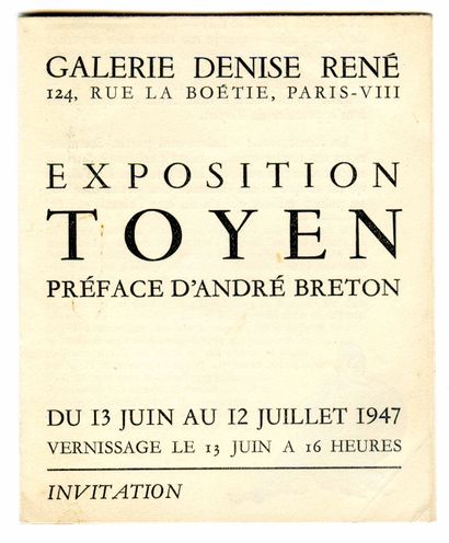  TOYEN - André Breton. TOYEN EXHIBITION.
Galerie Denise René. Paris, June 13 to July... Gazette Drouot