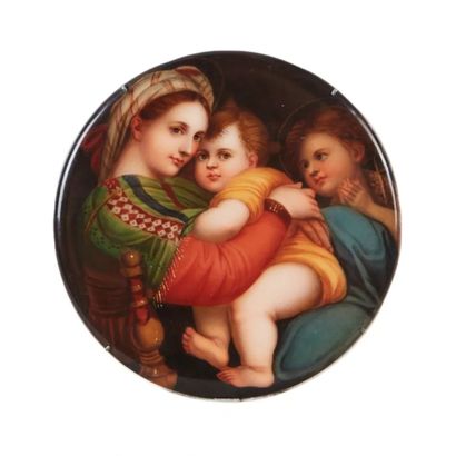  Porcelain plaque with the image of Madonna and Child and John the Baptist. According... Gazette Drouot