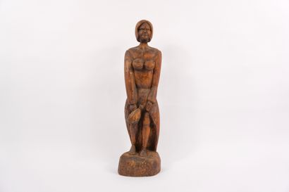 null Sculpture en bois cubiste-africaniste début 20è siècle, femme muse callipyge...