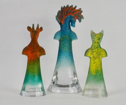 null Engman Kjell (né en 1946) Kosta Boda. 3 sculptures en verre moulé réprésentant...