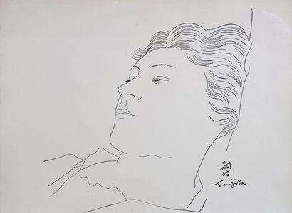 TSUGOUHARU FOUJITA (1886-1968), d'après Profil de jeune femme
Lithographie signée... Gazette Drouot