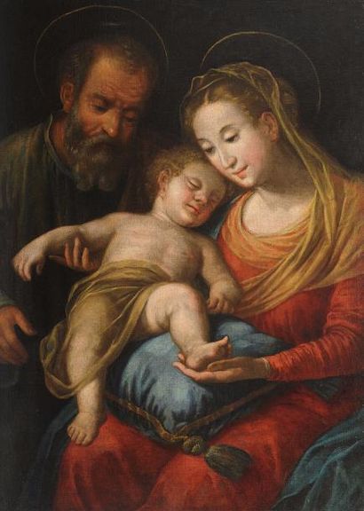 LAVINIA FONTANA (1552-1614) La Sainte Famille
Huile sur toile, sans cadre

Dimensions... Gazette Drouot