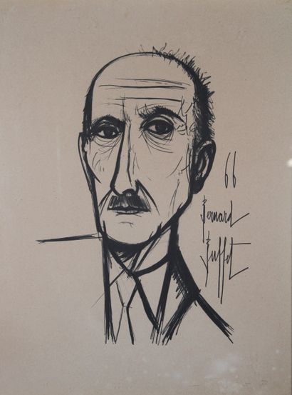  Bernard BUFFET (1928-1999), d'après
François Mauriac.
Lithographie signée dans la... Gazette Drouot