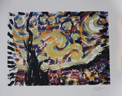  Arman FERNANDEZ dit ARMAN (1928-2005), d'après
Starry Night (Hommage à Van Gogh).
Lithographie.... Gazette Drouot