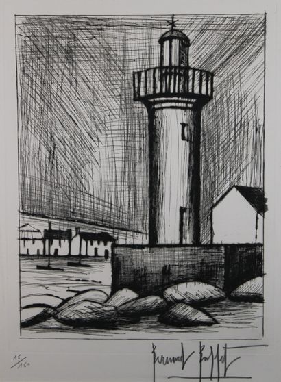  Bernard BUFFET (1928-1999), d'après
Le phare de Guilvinec
Eau-forte.
Signé au crayon... Gazette Drouot