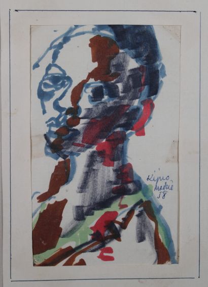  Ladislas KIJNO (1921-2012)
Madre, 1958
Technique mixte sur papier.
Signée, titrée... Gazette Drouot