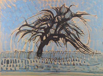  Piet MONDRIAN (1872-1944), d'après
L’arbre bleu. 
Lithographie signée dans la planche.... Gazette Drouot