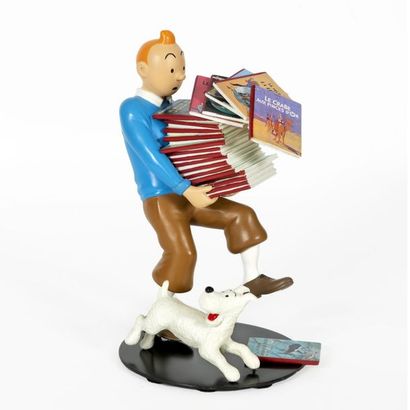 Hergé : MOULINSART : Tintin, 46964, la pile de livres, 1e version, 2011, n°/2500,...