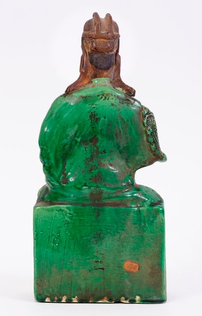  Chine, époque Kangxi (1662-1722) Sujet en porcelaine émaillée verte représentant...