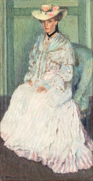 Henri OTTMANN (1877-1921) La Robe rose (Madame...