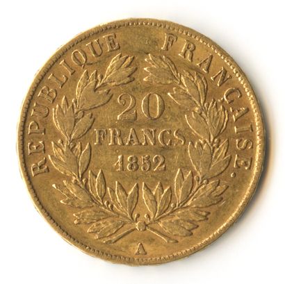  France - Louis-Napoleon Bonaparte 20 gold francs coin of 1852. Engraver: Bar. Gross...