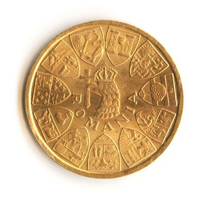  Romania - 20 Lei commemorative gold coin of 1944 depicting the three kings of Romania...