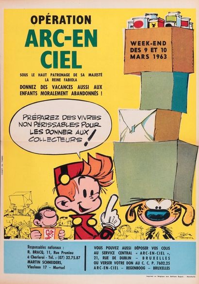 Dupuis : Affiche " Opération Arc-en-ciel " de 1963 illustrée par Franquin et Roba. Mentionnée...