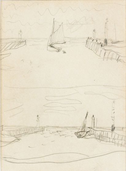  Pierre BONNARD (1867-1947)
Le port Trouville, circa 1935
Crayon sur papier
12,5... Gazette Drouot
